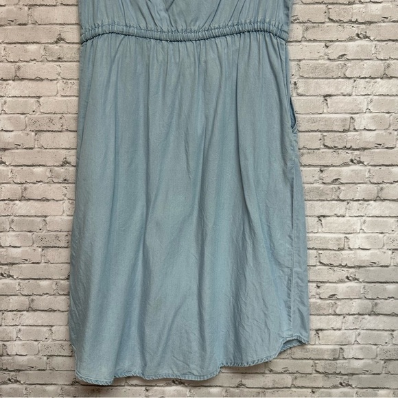 Time and Tru Small (0-2) Womens Blue Dress Tie Waist Buttons Sleeveless Pockets - Picture 7 of 12